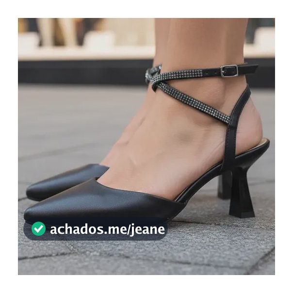 Scarpin Feminino Salto Baixo Taça Brilho Bico Fino Elegante