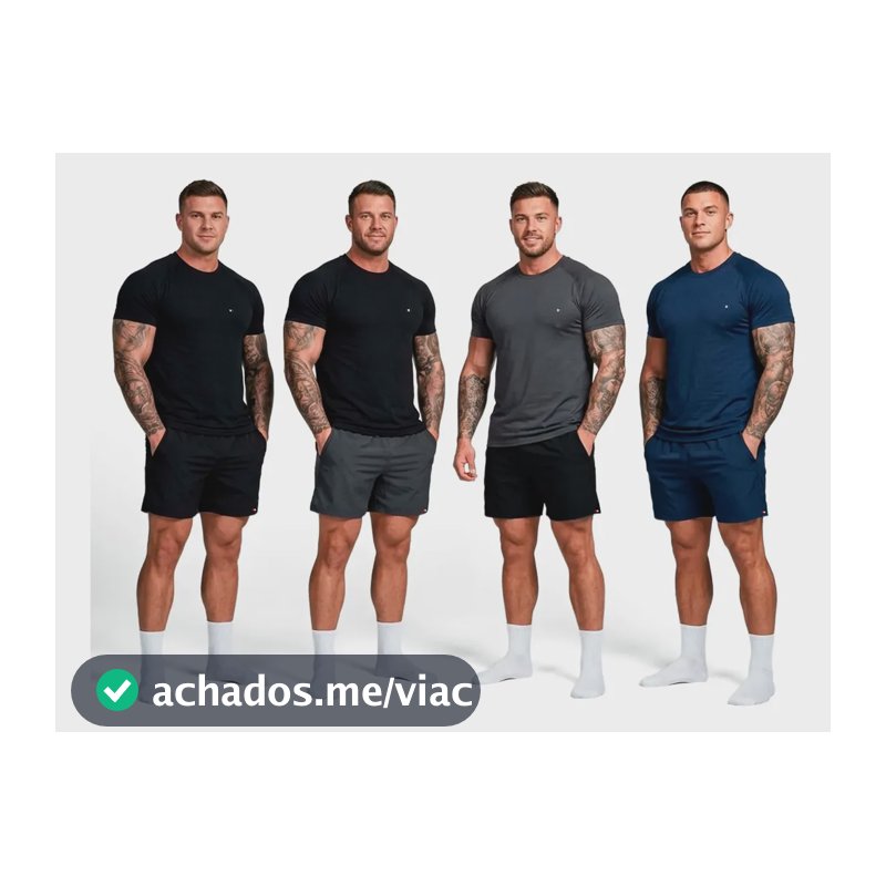 Kit 8 Peças Dry Fit 4 Camisetas + 4 Shorts Academia Sandrini Sortidos Liso M