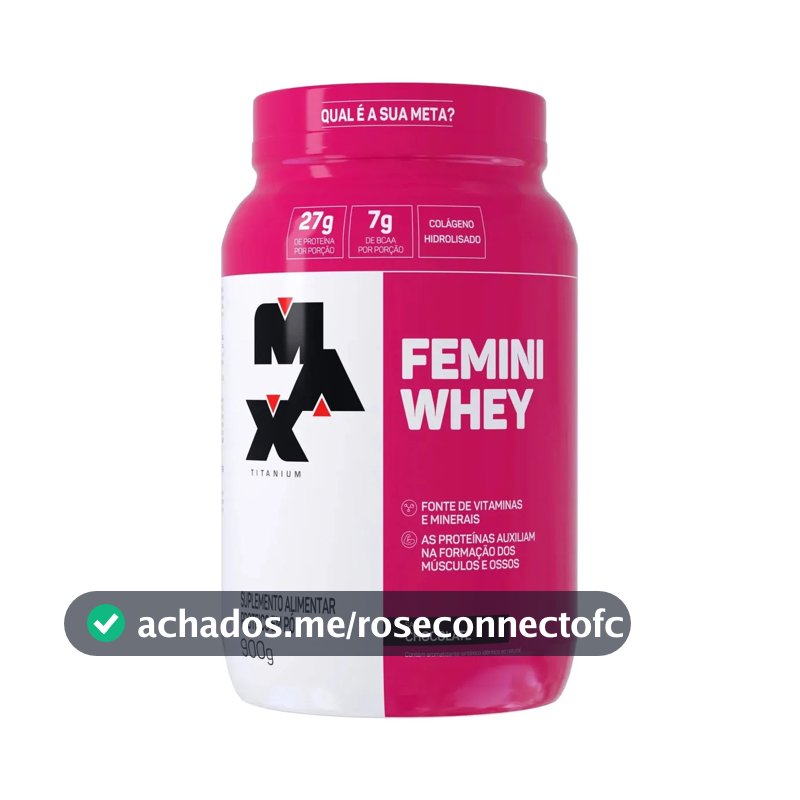 Whey Protein 900g Femini Whey Protein Max Titanium Chocolate Proteína e Colágeno