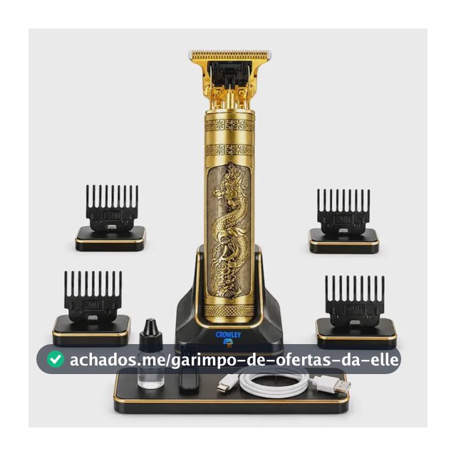 Maquina Maquininha Dragao Acabamento Cortar Cabelo Aparador Barba Pelos Elétrica Sem Fio Recarregavel - Crowley