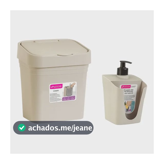Kit Lixeira 2,8 L + Dispenser De Detergente Porta Esponja