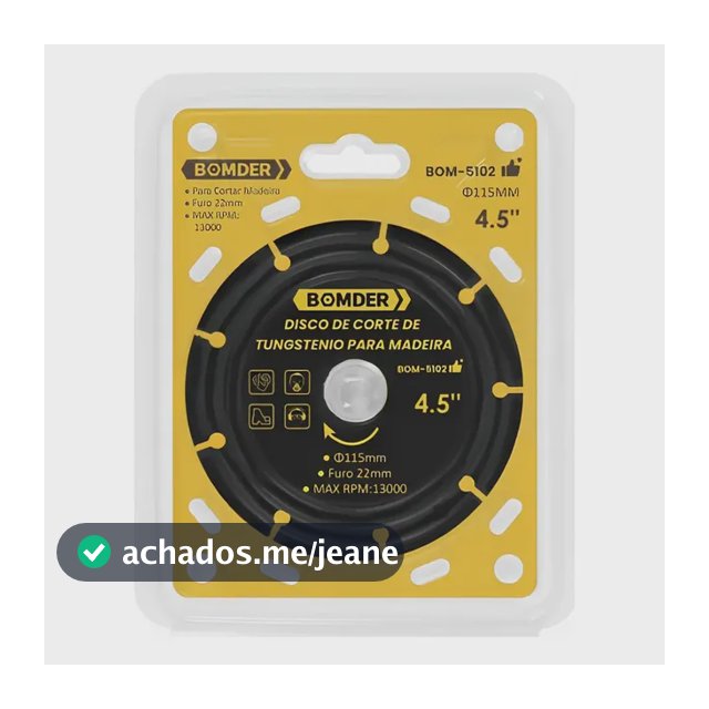 Disco De Corte Tungstenio Para Madeira Bomder Furo 22mm Cor Preto