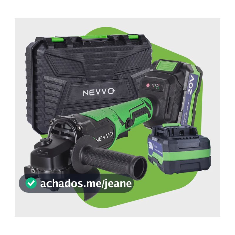Esmerilhadeira Angular Brushless 9000 Rpm 20v Sem Fio Nevvo Preto/verde 20v 50/60 Hz