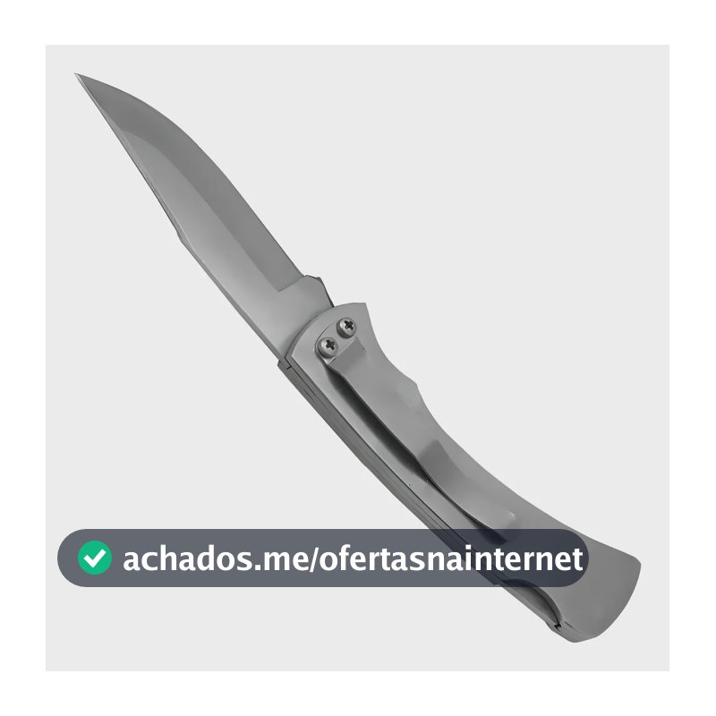 Canivete Tático Inox Metal Show com Presilha e Trava 18cm Camping Pesca Lazer