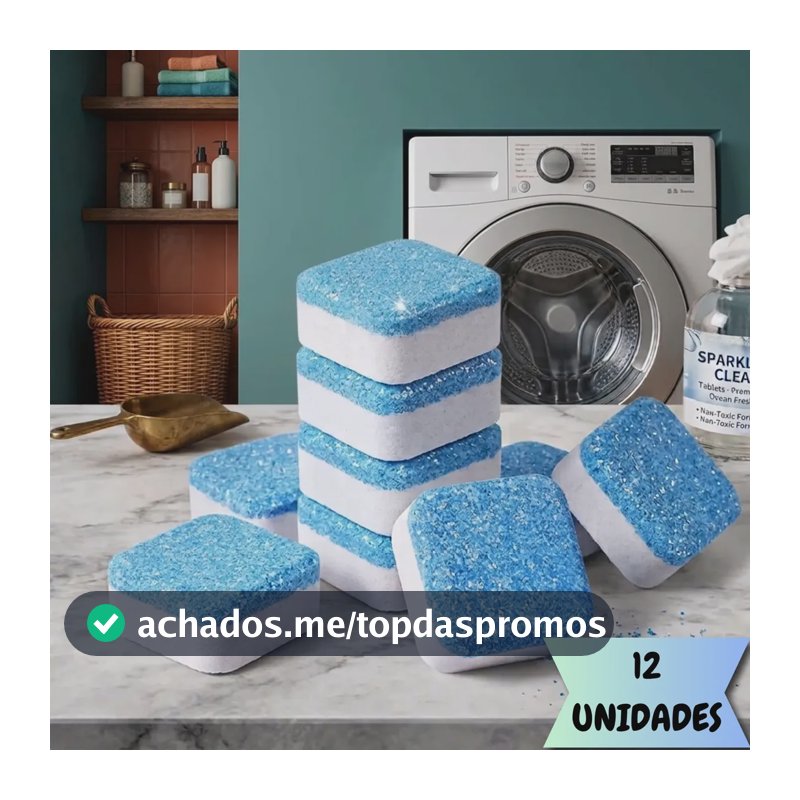 Kit 12 Un Pastilha Tablete Limpeza Máquina Lavar Roupa Louça