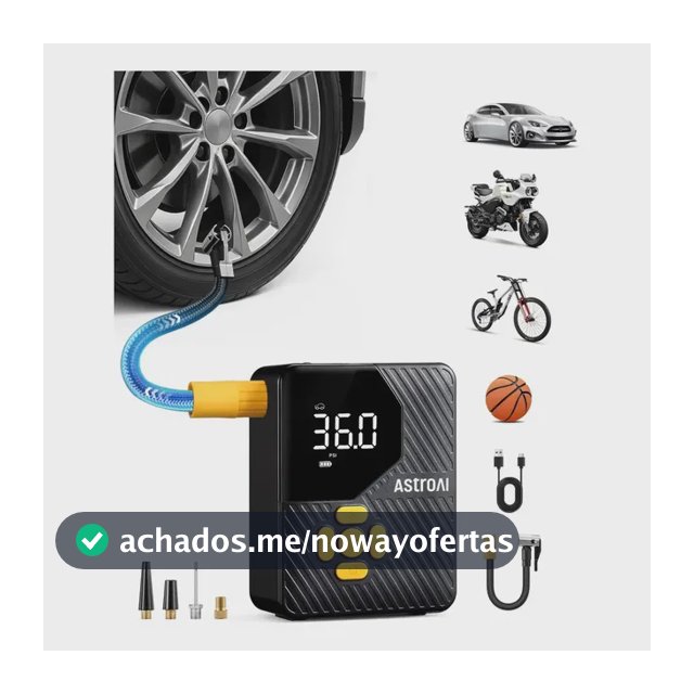 Mini Compressor de Ar Portátil AstroAI 150 psi para Pneus com Tela Digital e Lanterna