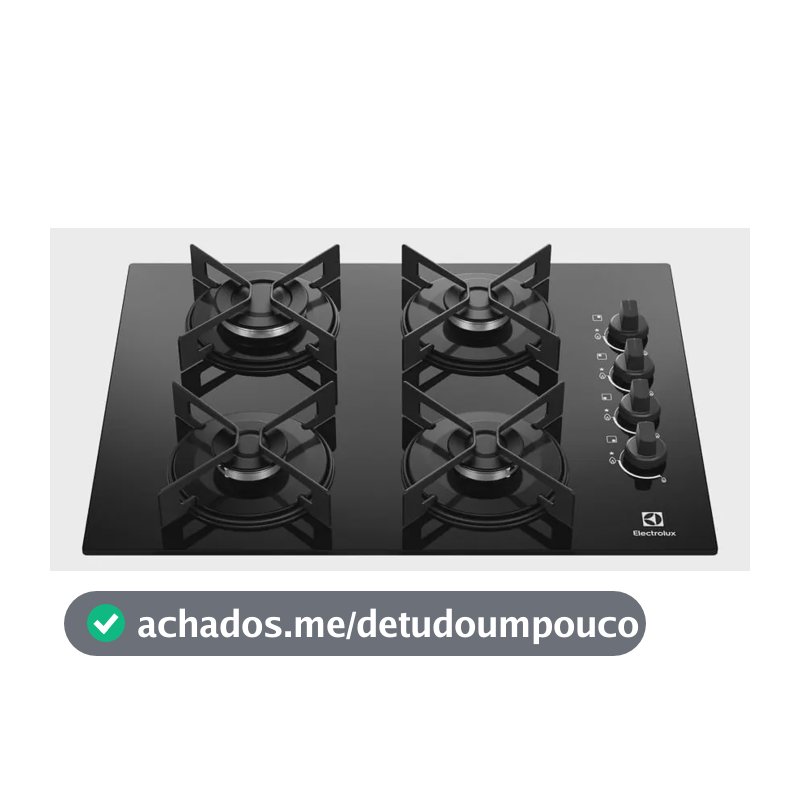Cooktop 4 Bocas a Gás Electrolux Mesa de Vidro Efficient Grade de Aço Fosco (KE4GR) Bivolt