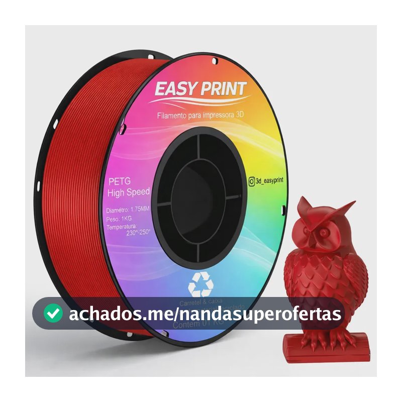 Filamento Petg Easy Print 3d Premium Impressão High Speed E High Fluid 1.75mm Para Impressora 3d Vermelho