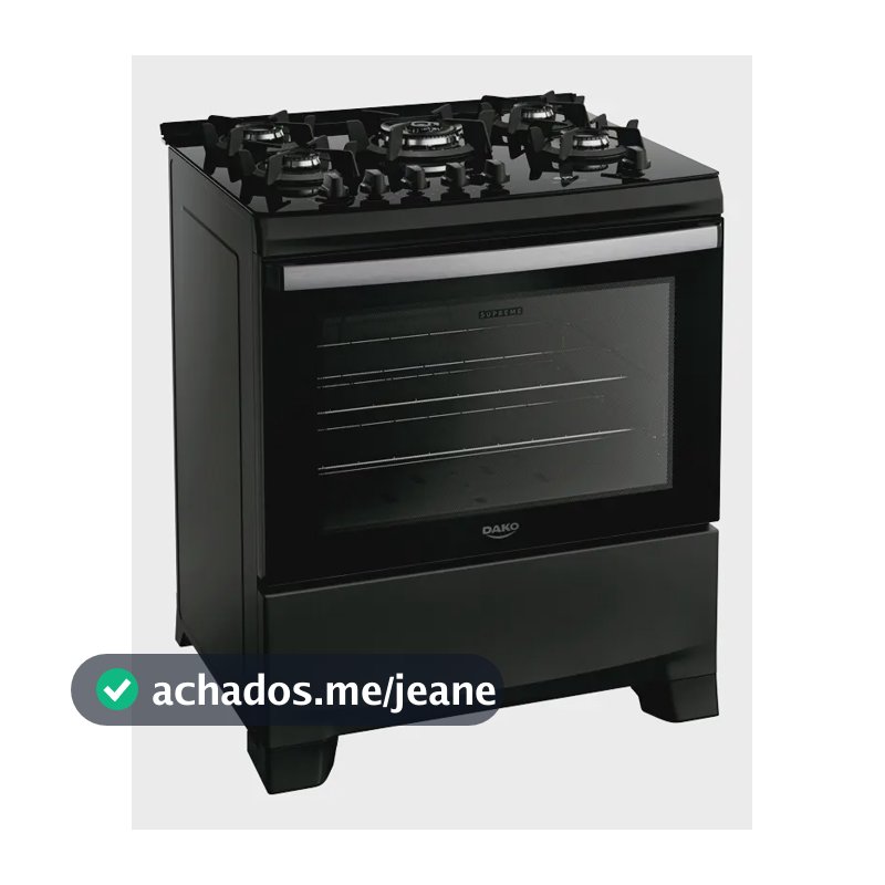 Fogão 5 Bocas Dako Supreme Black Glass com Mesa de Vidro Tripla Chama e Timer Digital Bivolt