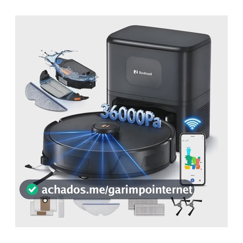 Robô Aspirador 36000pa Redroad R11 Max 3 Em 1 Mapeamento App Preto 220v