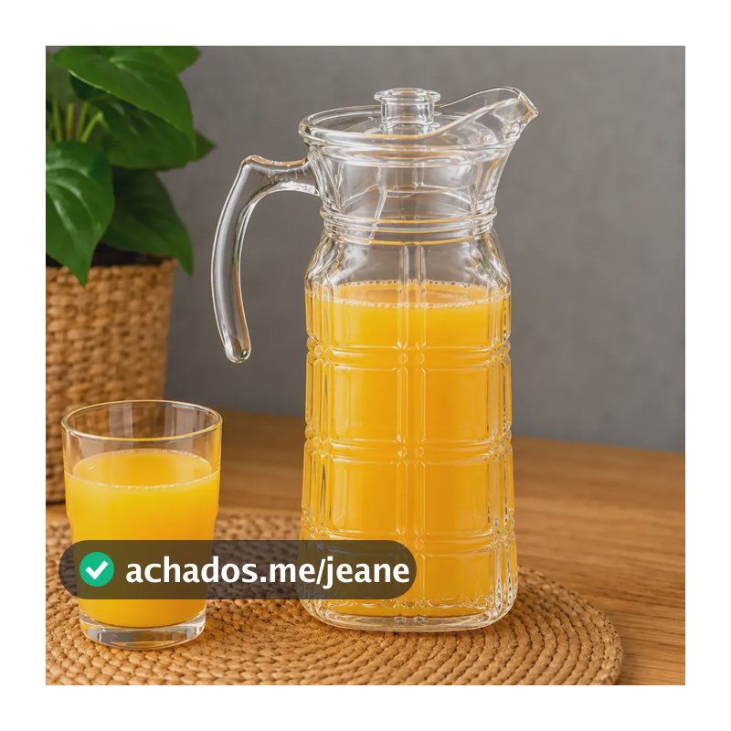 Jarra De Vidro Com 1,8 Litros Com Tampa Água Suco Chás Transparente