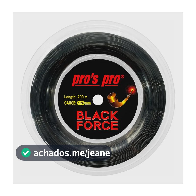 Corda De Raquete De Pros Pro Black Force 1.24mm Rolo 200m 1.24 Mm Preto