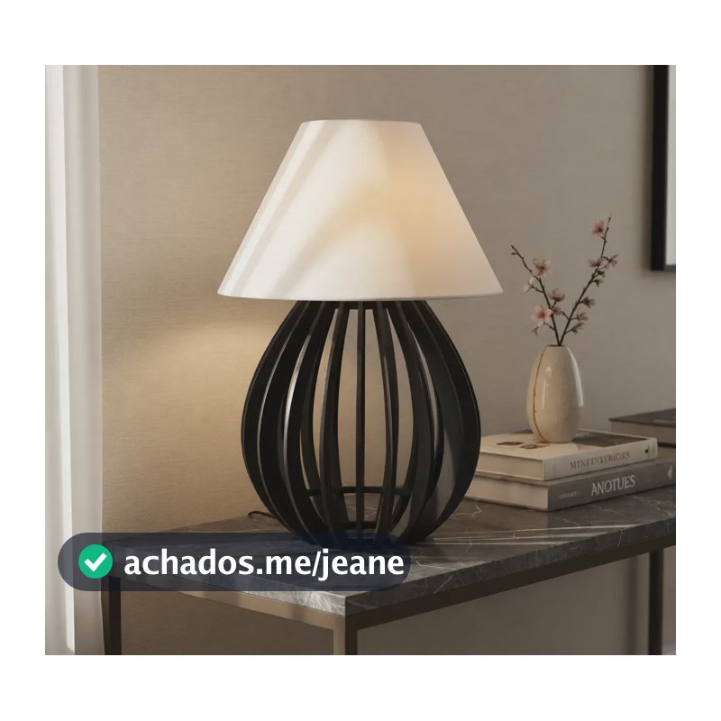 Abajur Luminária De Mesa Cabeceira Quarto Sala Escritório Preto Branco 127/220v
