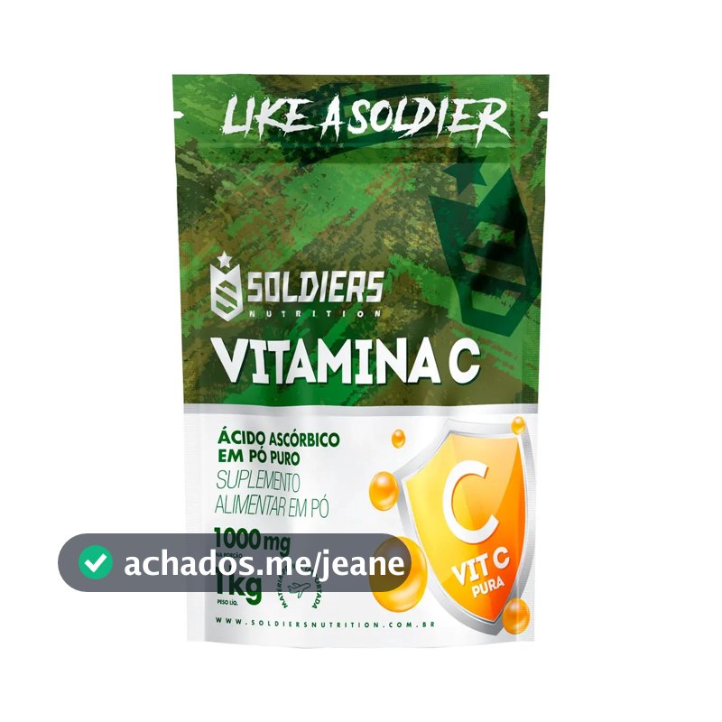 Vitamina C Em Pó Ácido Ascóbico 1Kg 100% Puro Soldiers Nutrition Bem-Estar Energia