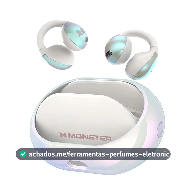 Fones De Ouvido Sem Fio Monster Open-ear,Fone Tws Possuem ENC,30 Horas de Reprodução,À Prova D'água Ipx6,Microfone De Hd Integrado,Qualidade De Som HIFI,Fone Bluetooth Adequados Gamer,Correndo,Branco