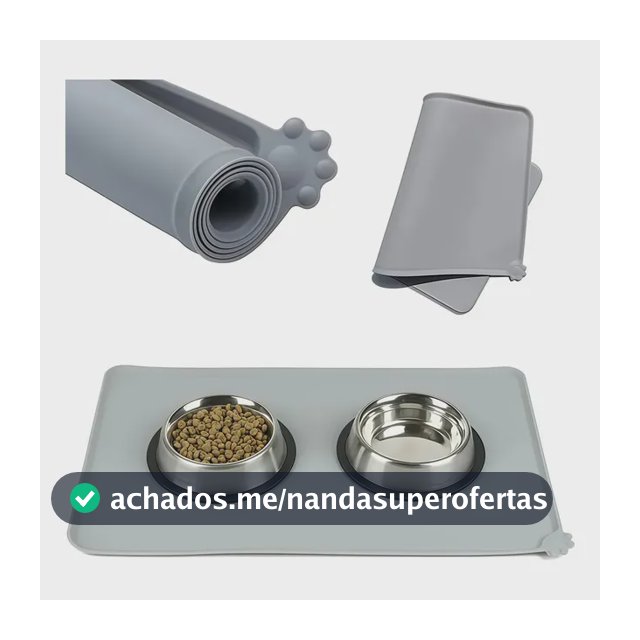 Tapete Pet Silicone Para Comida Comedouro Cão Gato D'água Não Cinza
