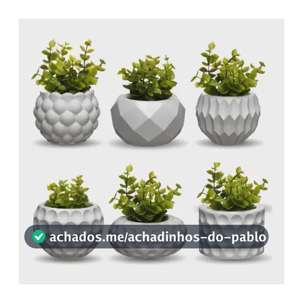 Kit 6 Vasos Decorativos C/ Planta Artificial Enfeite Casa Nf Branco