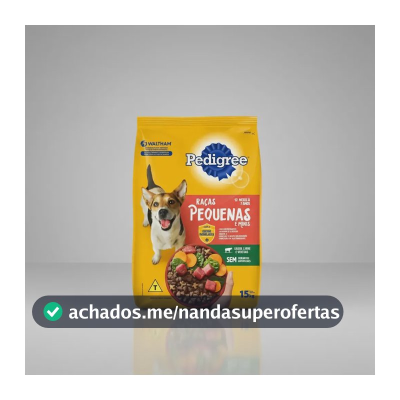 Ração Pedigree Cães Adultos Raças pequenas Sabor Carne e Vegetais de 15kg