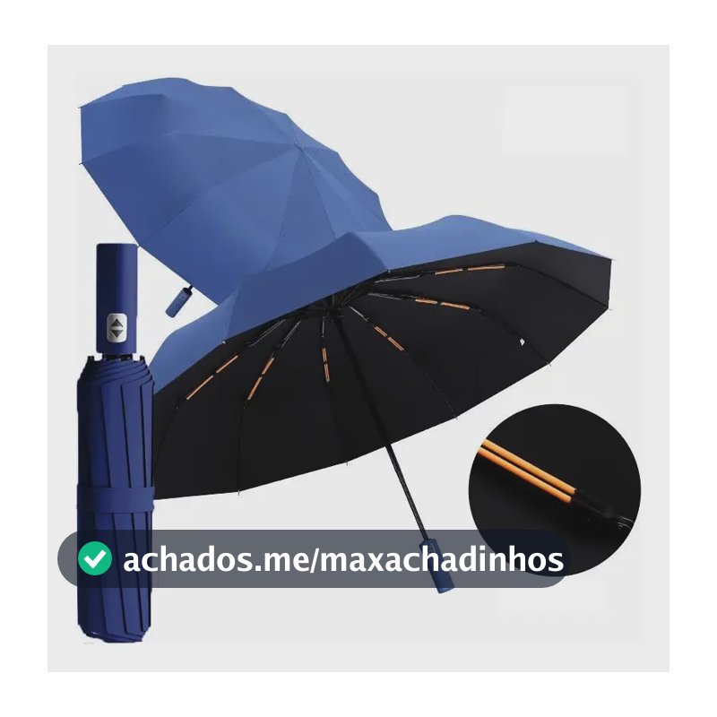 Guarda Chuva Grande Automatico Reforçado Contra Vento Origi. Cor Azul-marinho Desenho do tecido Liso