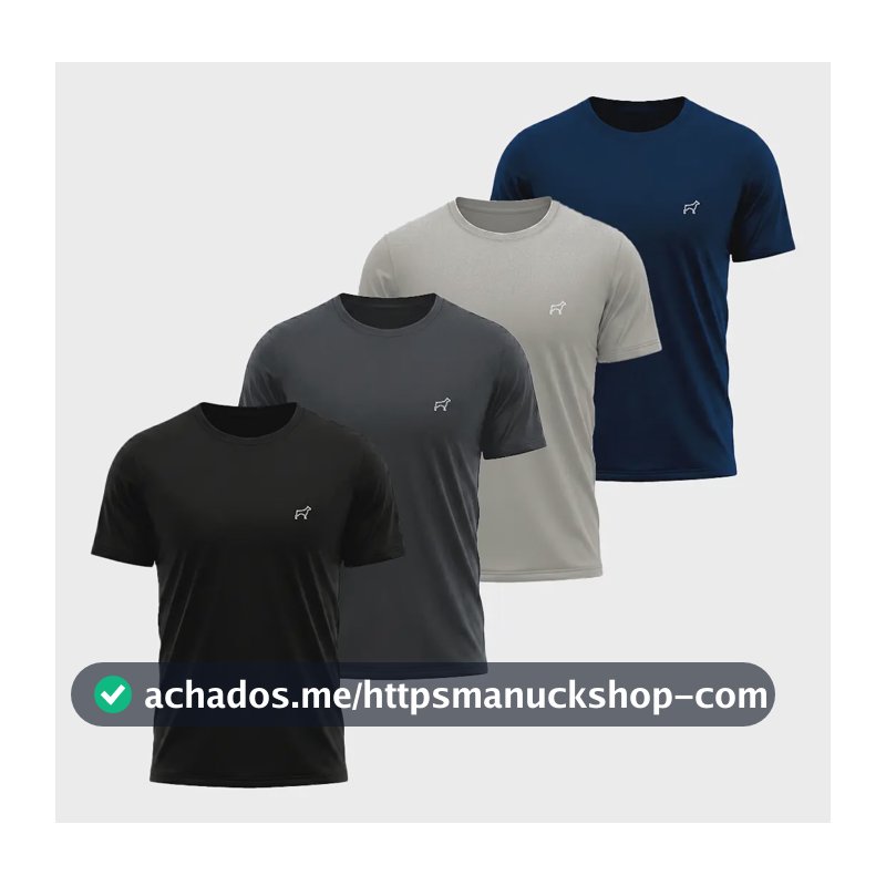 Kit 4 Camiseta Dry Fit Parvori Masculina Academia Corrida Preto/chumbo/cinza/marinho M Liso