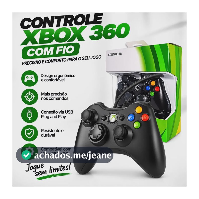 Controle Para Xbox 360 Com Fio Joystick Manete Gamepass Steam Tv Pc Android - Crowley