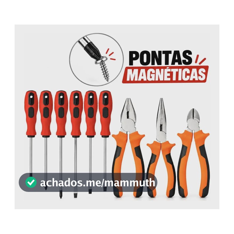 Chave De Fenda E Phillips 6 Peças + 3 Alicates