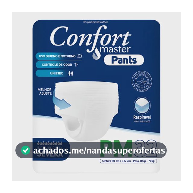 Fralda Geriátrica Adulto Confort Master Pants | Tamanho P/M | 32 Unidades