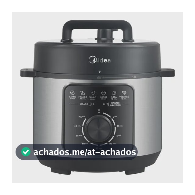 Panela Elétrica Mecânica Pressão 4l Preta E Inox Midea