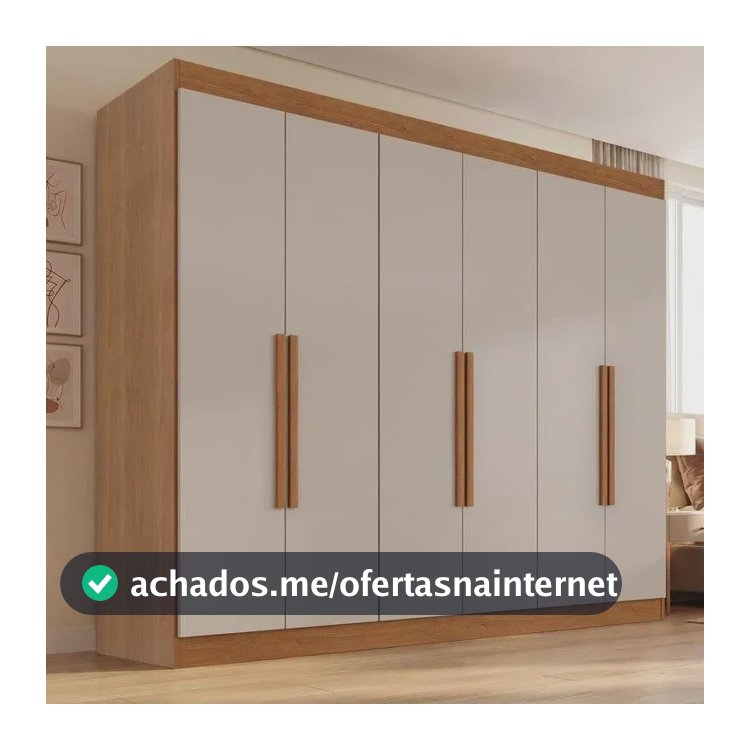 Guarda-roupa Casal Malta 6 Portas 2 Gavetas Yescasa Cinamomo/off White