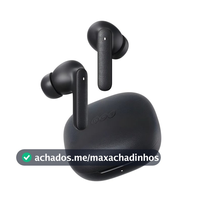 Fone de OuvidoQCY Buds T43 ENC Bluetooth 5.3, IPX4, 35H de Reprodução, Drivers de 10mm, Cor Preto
