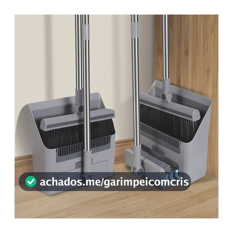 4em1 Kit Vassoura E Pá Multiuso Ajustável Limpeza Piso Pelos