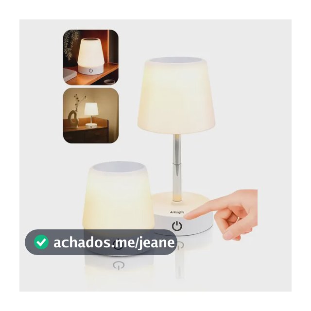 Abajur De Mesa Touch Luminária Led Recarregável Luz Aconchegante Para Quarto Sala Decoração Leitura Estudo Escritório Sem Fio Cúpula Altura Ajustável Lâmpada Amarela Cabeceira Moderna Bivolt Art Light