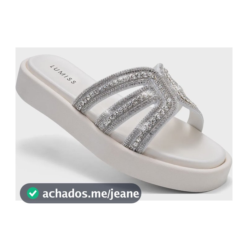 Sandália Feminina Lumiss Flatform Tamanco Confortável Strass Off White 39