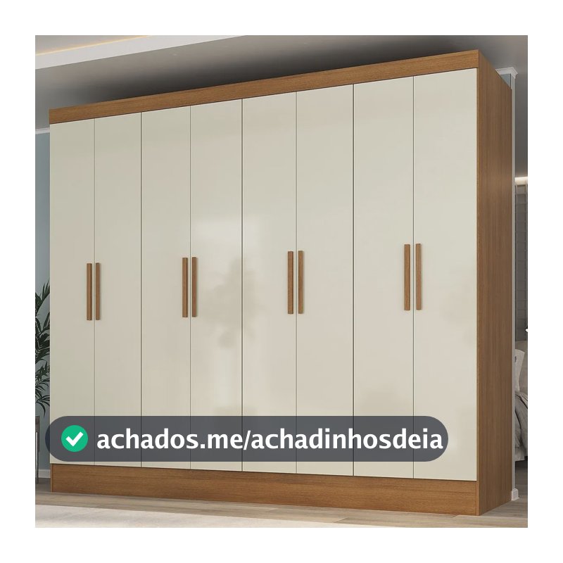 Guarda Roupa Casal 8 Portas 4 Gavetas Jatobá Yescasa Cinamomo/off White