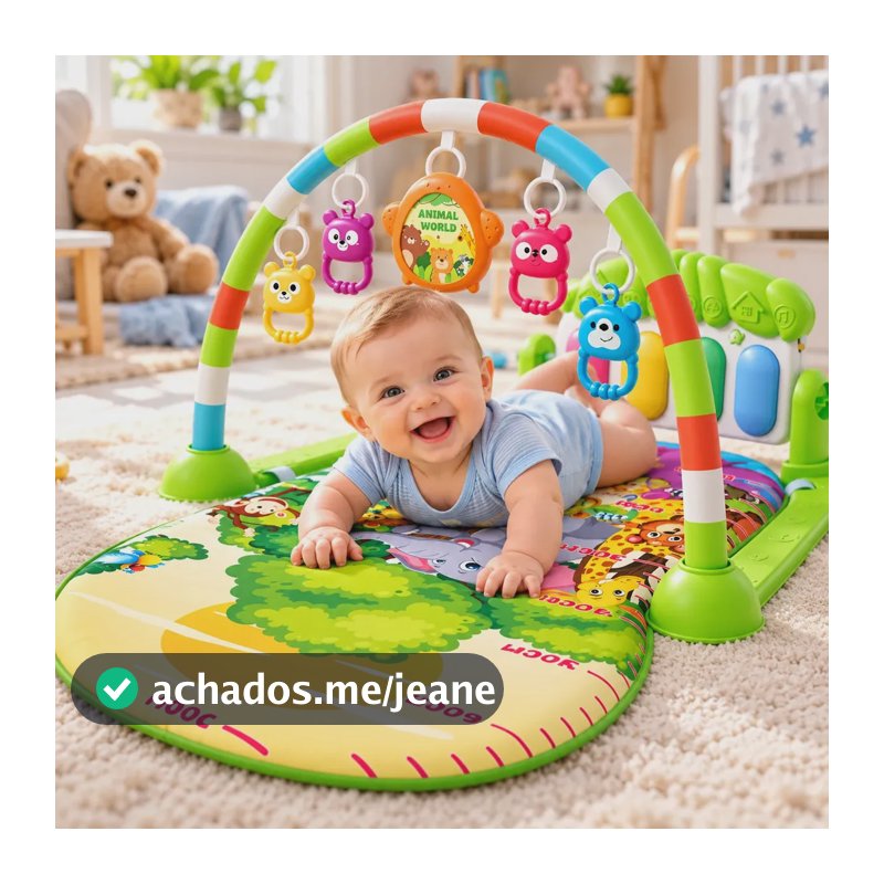 Tapete Atividades Bebê Tapete Infantil Musical Interativo Piano Menino Tummy Time Verde