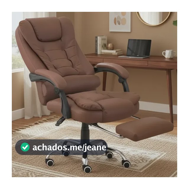 Cadeira De Escritório Itália Presidente Ergonômica Couro Sintético Encosto Ajustável Com Trava E Apoio Para Pés Cor Marrom Luvinco