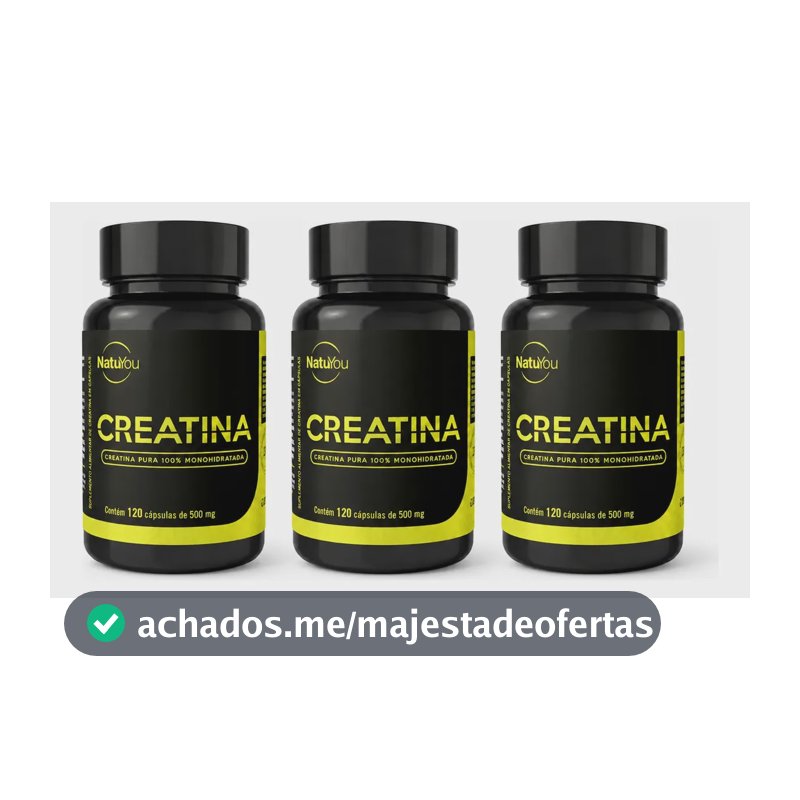 Kit 3 Creatina Monohidratada 120 Cápsulas 100% Pura Natuyou Sem Sabor