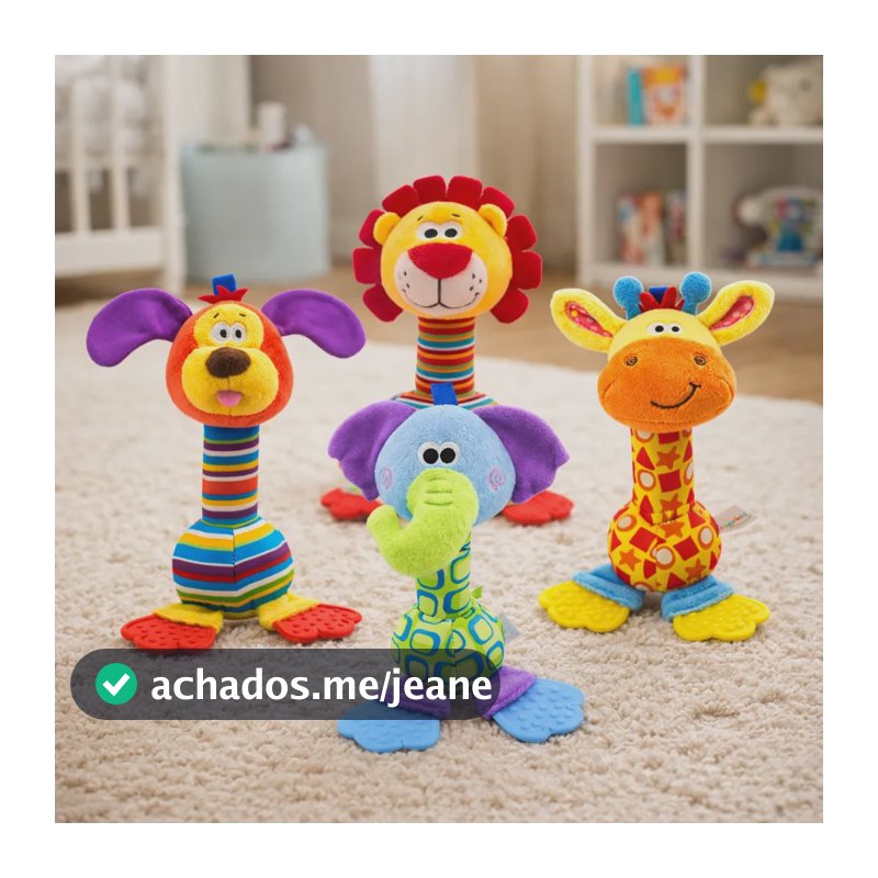 Chocalho Mordedor Bebê Pelúcia Brinquedo Sensorial Infantil Cachorro