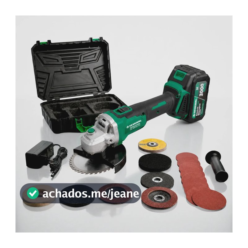 Esmerilhadeira Angular Several Importados Lixadeira Potente Corte Fácil 21v Bateria Ferramenta Completa Verde