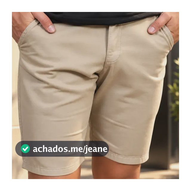 Bermuda Chino Slim Masculina Sarja Algodão Bolsos Sociais