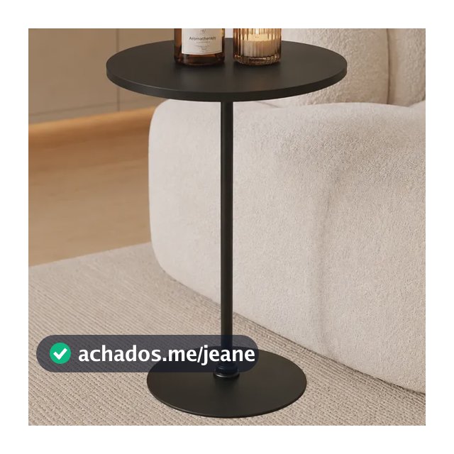 Mesa Lateral Centro 60cm Redonda Alta Apoio Sofá Minimalista Preto