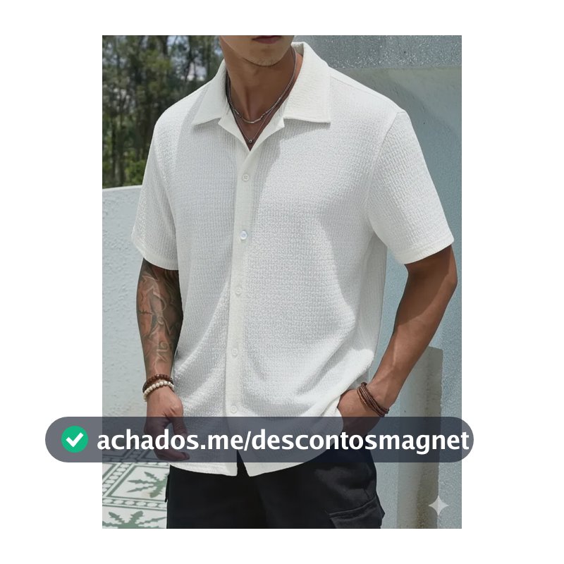 Camisa Casual Masculina Texturizada Com Botões Old Money Damasco Texturizado M