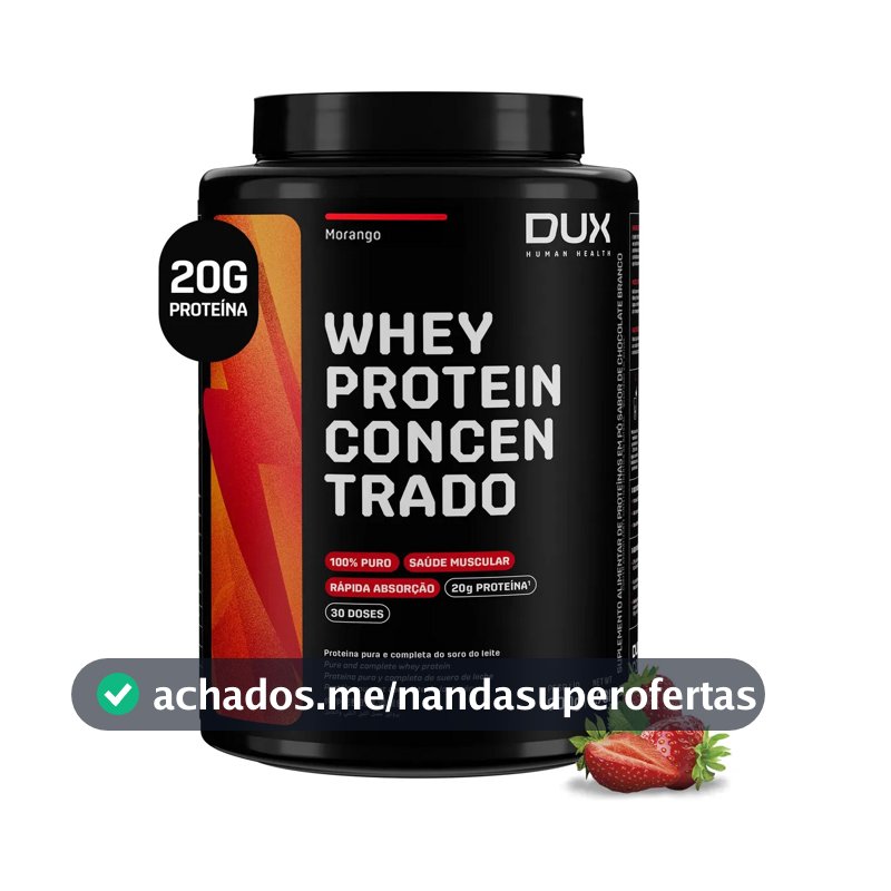 Proteína Dux Nutrition Whey Protein concentrado em pó sabor Morango x 900g