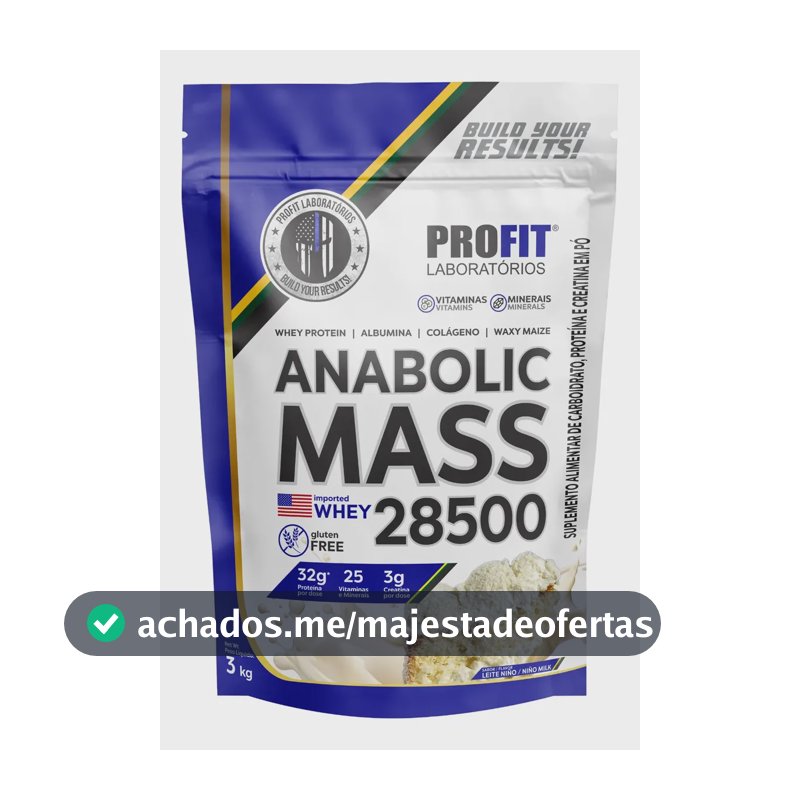 Proteína ProFit Laboratórios Hipercaloricos Anabolic Mass 28500 em pó sabor Leite ninõ x 3kg