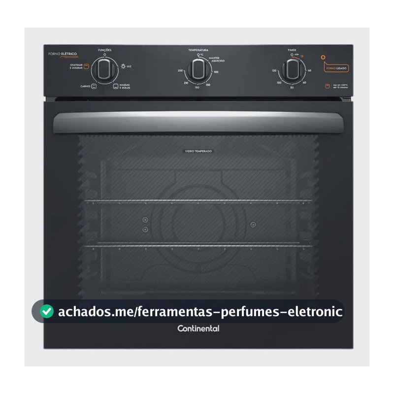 Forno de Embutir Elétrico Continental OC8EM 80L com TOPLimpaFácil Cor Preto