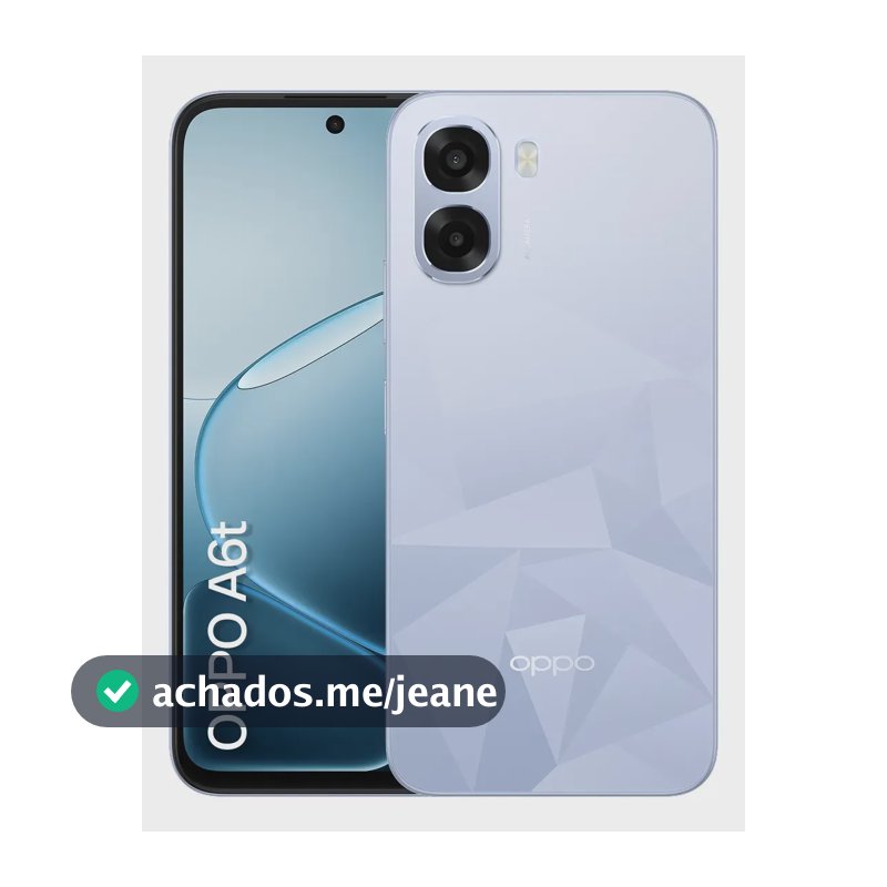 Smartphone Oppo A6t 5G 128gb, 12gb Ram (4gb + 8gb Virtual Ram), Bateria gigante de 6500 mAh, AI Câmera 50MP, Tela 120Hz, NFC, IP64 - Azul Cristal