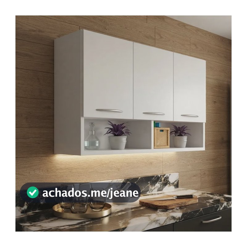 Armário Aéreo Suspenso Em Mdp 90x62x27 C/ Espaço Decorativo Branco