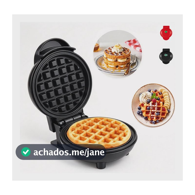 Máquina Fazer Waffles Mini Grill Panqueca Elétrica 220v Preto 220v