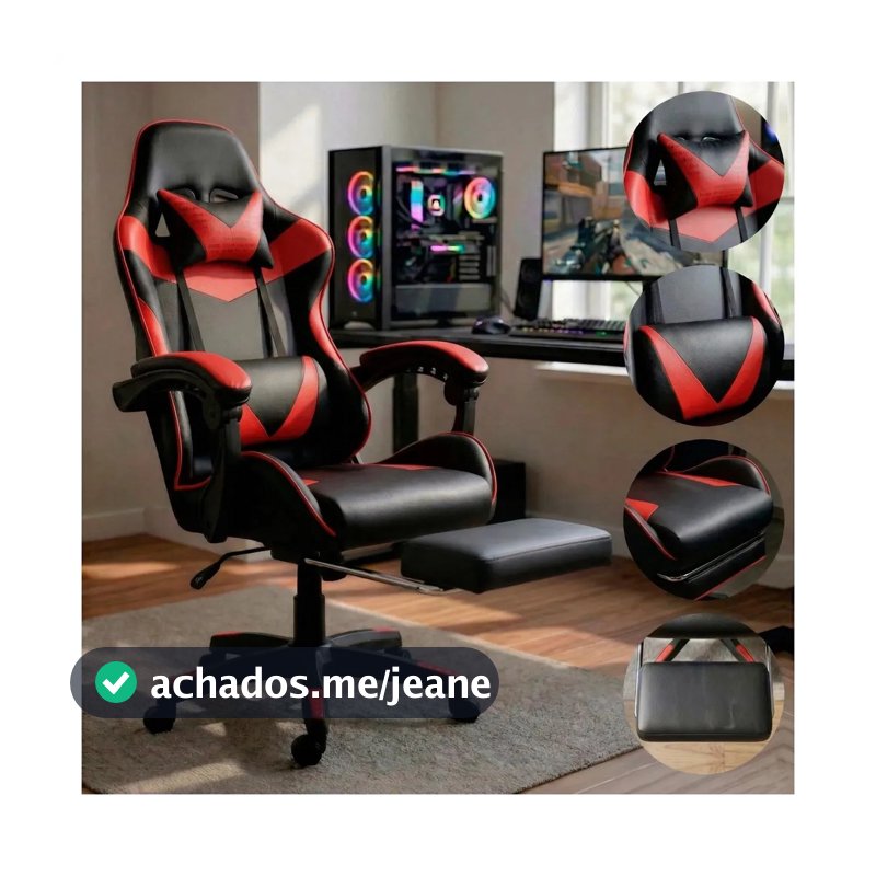 Cadeira Gamer Ergonomica Reclinável Profissional K Nakasaki Giratória Com Apoio Dos Pés Suporta Até 120kg Cor Vermelha