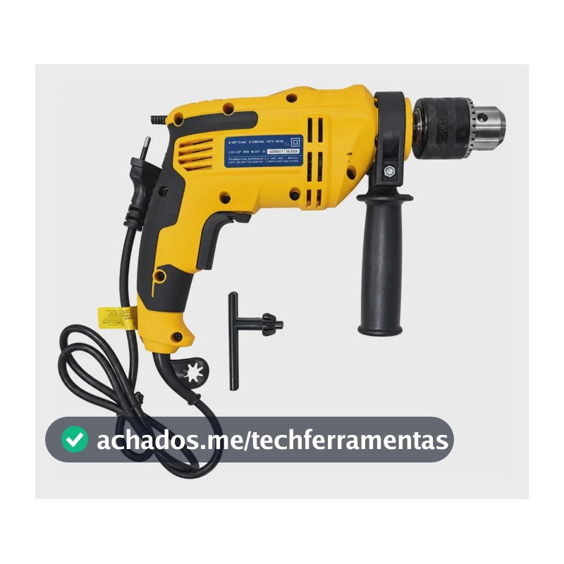 Furadeira De Impacto 500w 1/2 Pol Tramontina Cor Amarelo Frequência 50hz
